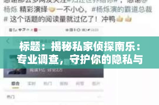标题：揭秘私家侦探南乐：专业调查，守护你的隐私与权益