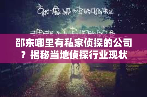 邵东哪里有私家侦探的公司？揭秘当地侦探行业现状